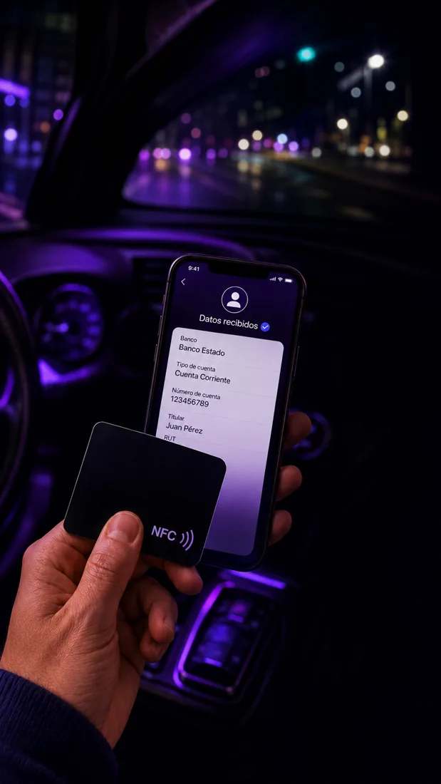 Tarjeta NFC de Astra Flow enviando datos a un telefono